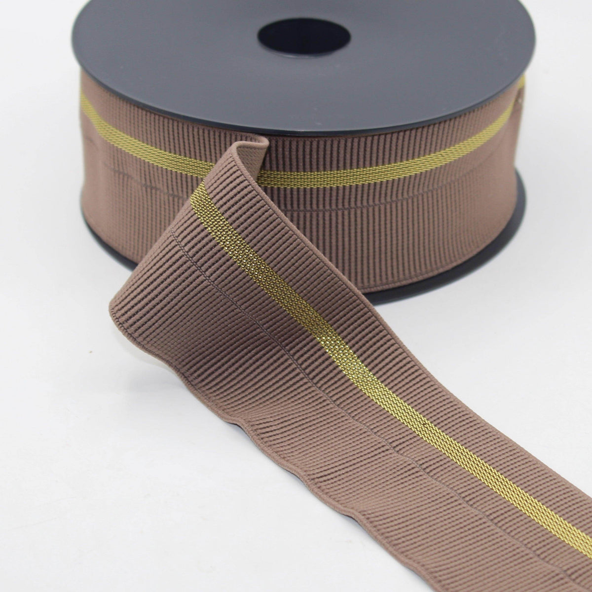 5 meters 60mm prefolded Elastic Gros Grain with Lurex Stripe #ELA3603 - ACCESSOIRES LEDUC BV