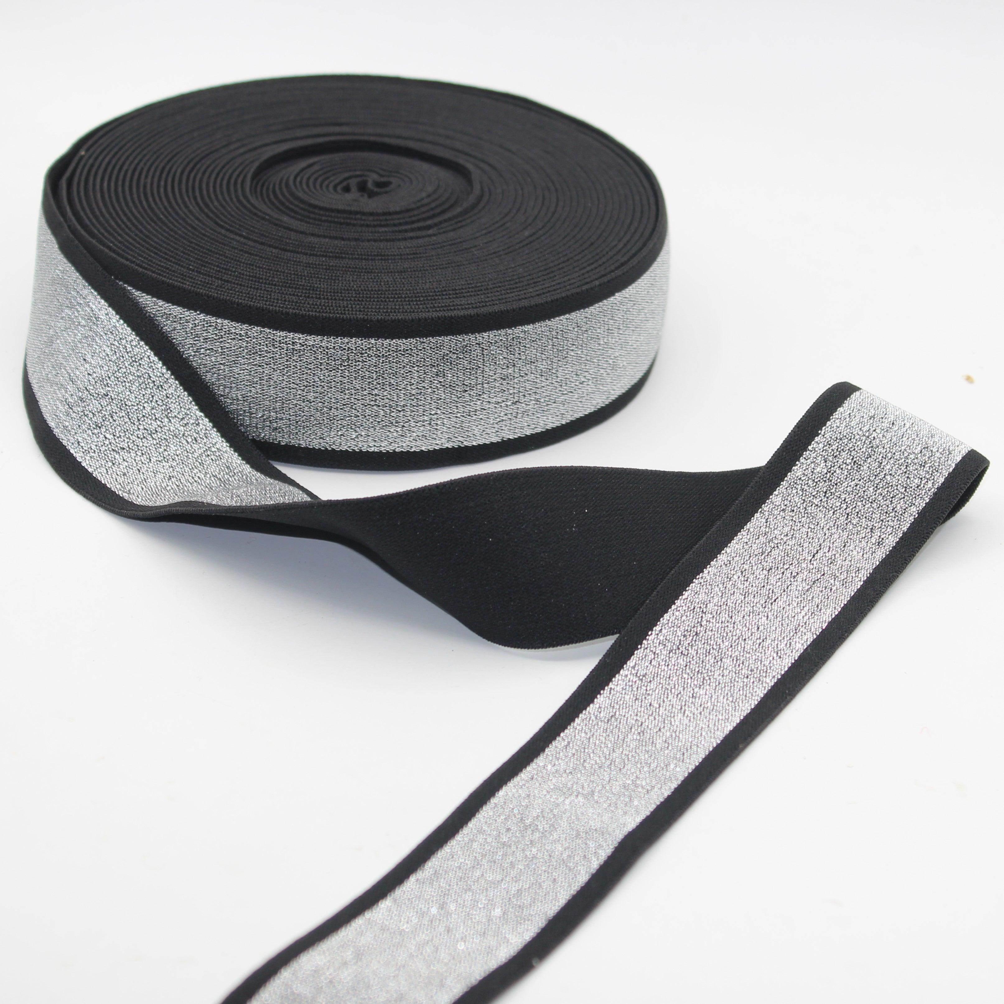 5 meters 40mm Lurex Elastic with 2 plain Edges #ELA2063 - ACCESSOIRES LEDUC BV