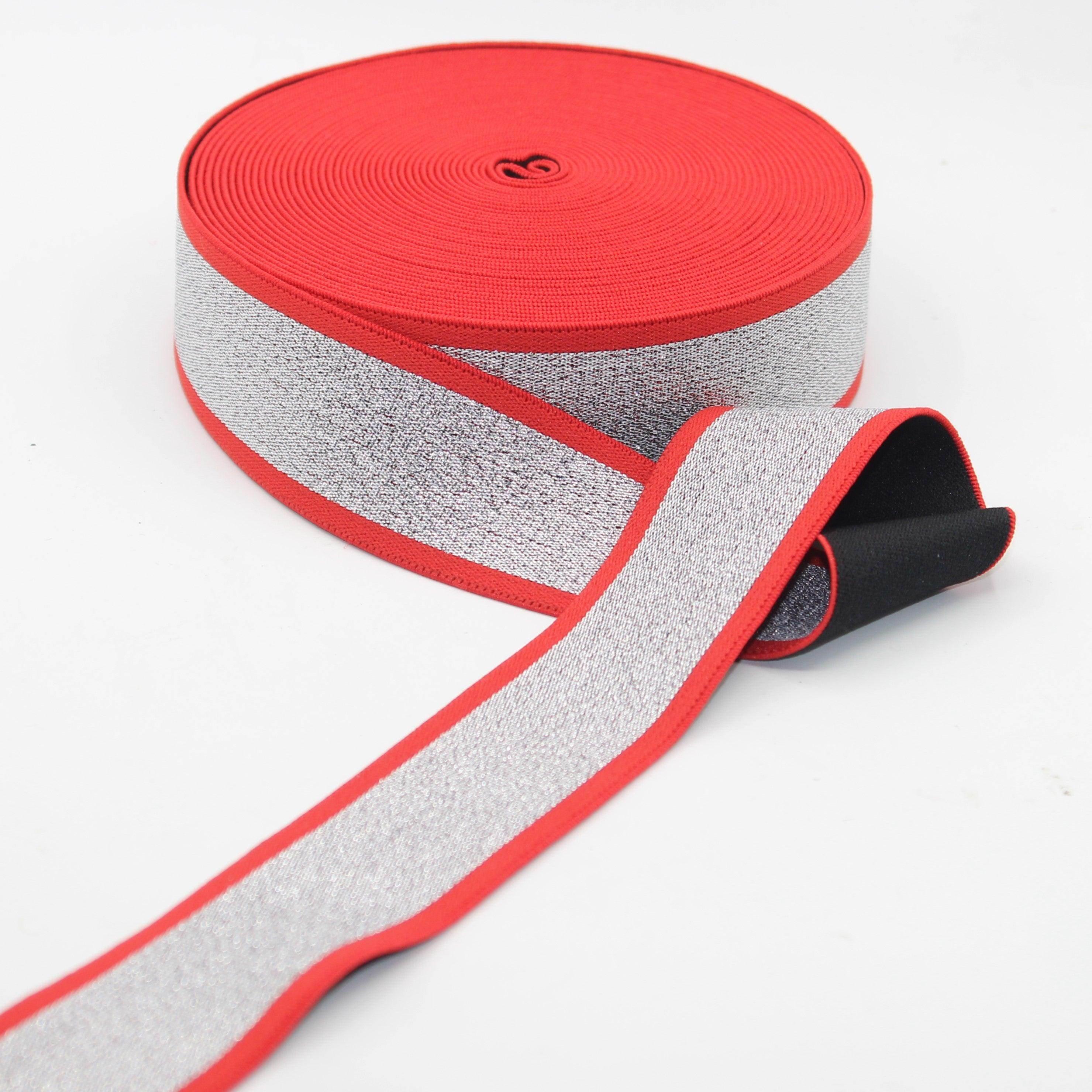 5 meters 40mm Lurex Elastic with 2 plain Edges #ELA2063 - ACCESSOIRES LEDUC BV