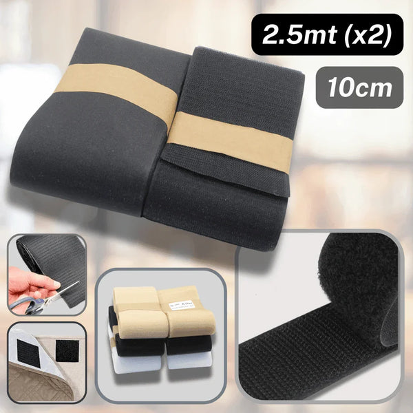 2.5 meters 100mm wide Hook on Loop Tape (Velcro) White, Beige or Black #HNL499 - ACCESSOIRES LEDUC BV