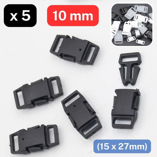 5 Plastic Buckles for size 10mm or 20mm - Black White or Transparent #BNY4100 - ACCESSOIRES LEDUC BV