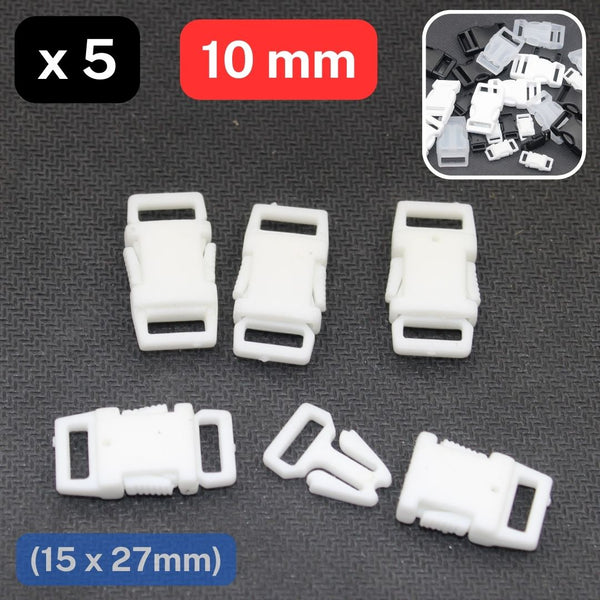 5 plastic gespen voor maat 10 mm of 20 mm - zwart wit of transparant #BNY4100