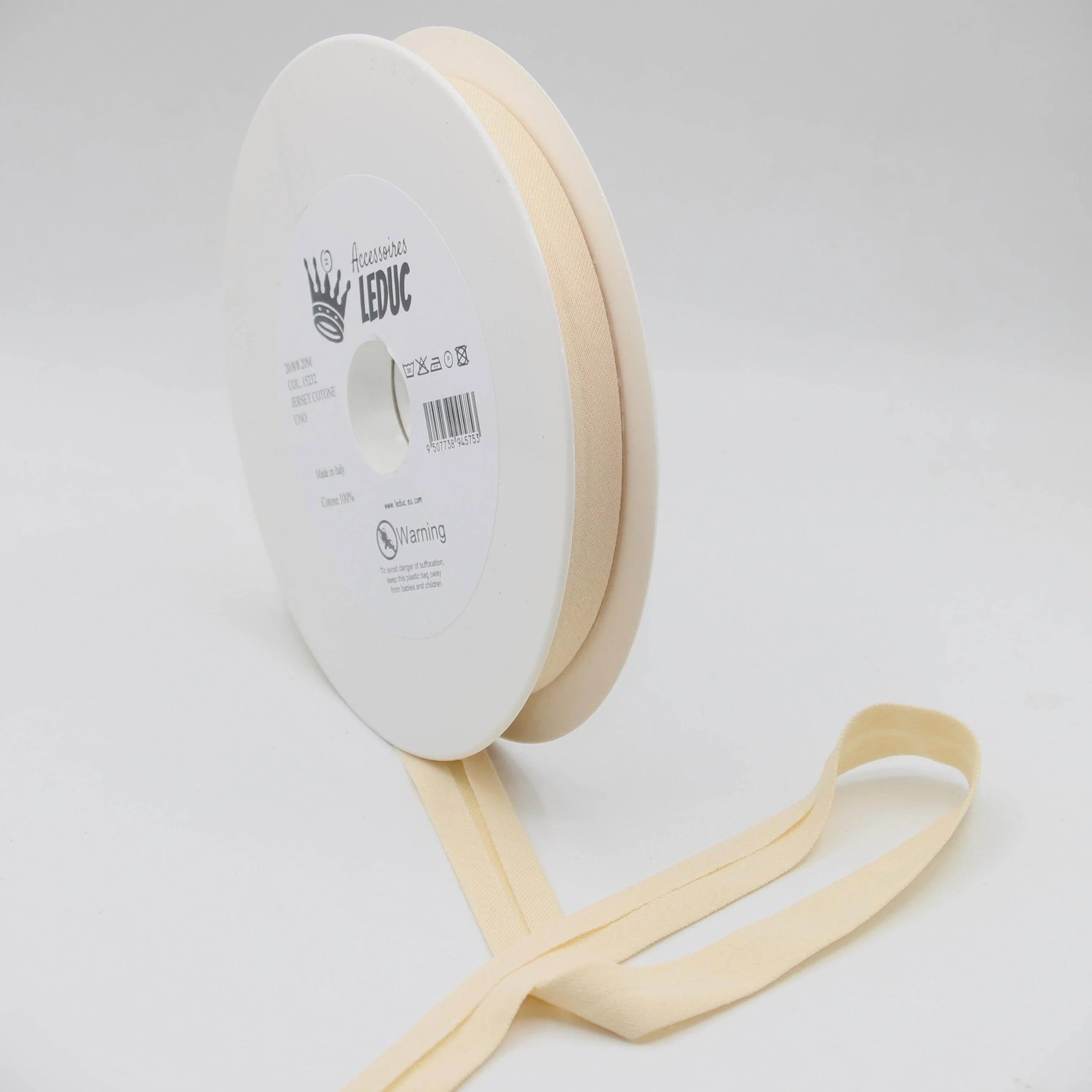20 meters Cotton Jersey Bias Binding 20mm (20+8+8) 100% Cotton Made in Italy - ACCESSOIRES LEDUC BV
