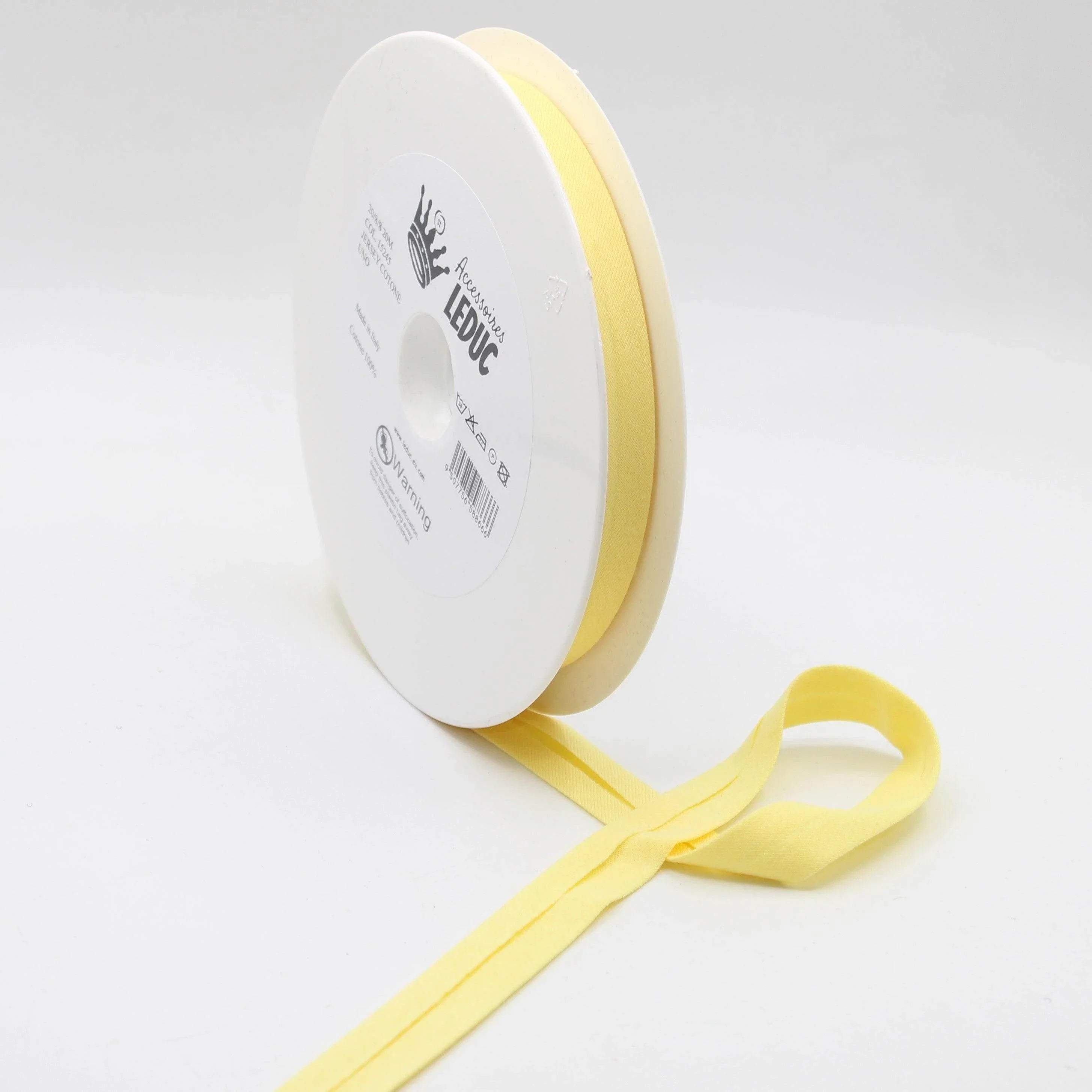 20 meters Cotton Jersey Bias Binding 20mm (20+8+8) 100% Cotton Made in Italy - ACCESSOIRES LEDUC BV