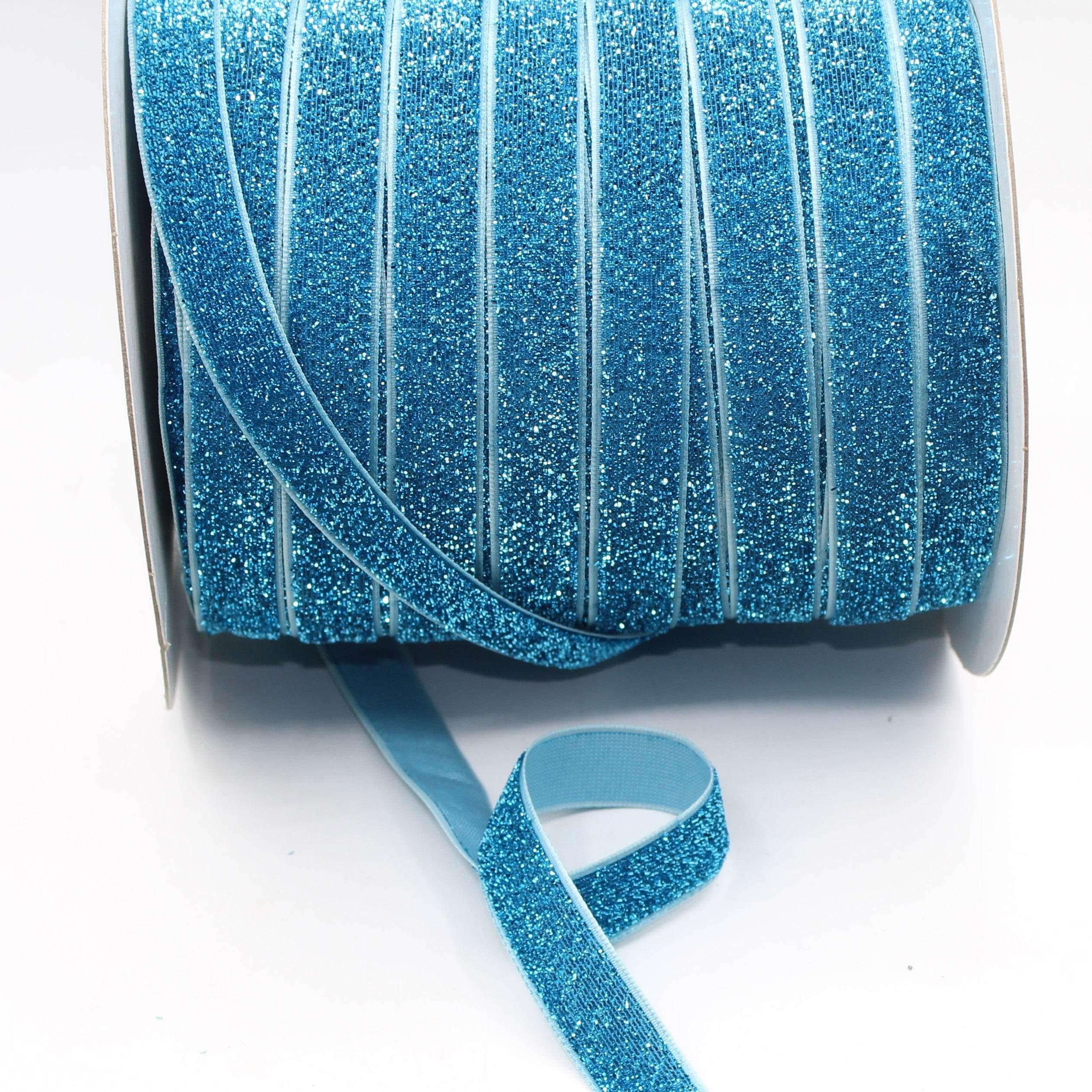 5 Meters 10 / 15 / 25mm Glitter Lurex Velvet Ribbons #VEL1502 - ACCESSOIRES LEDUC BV