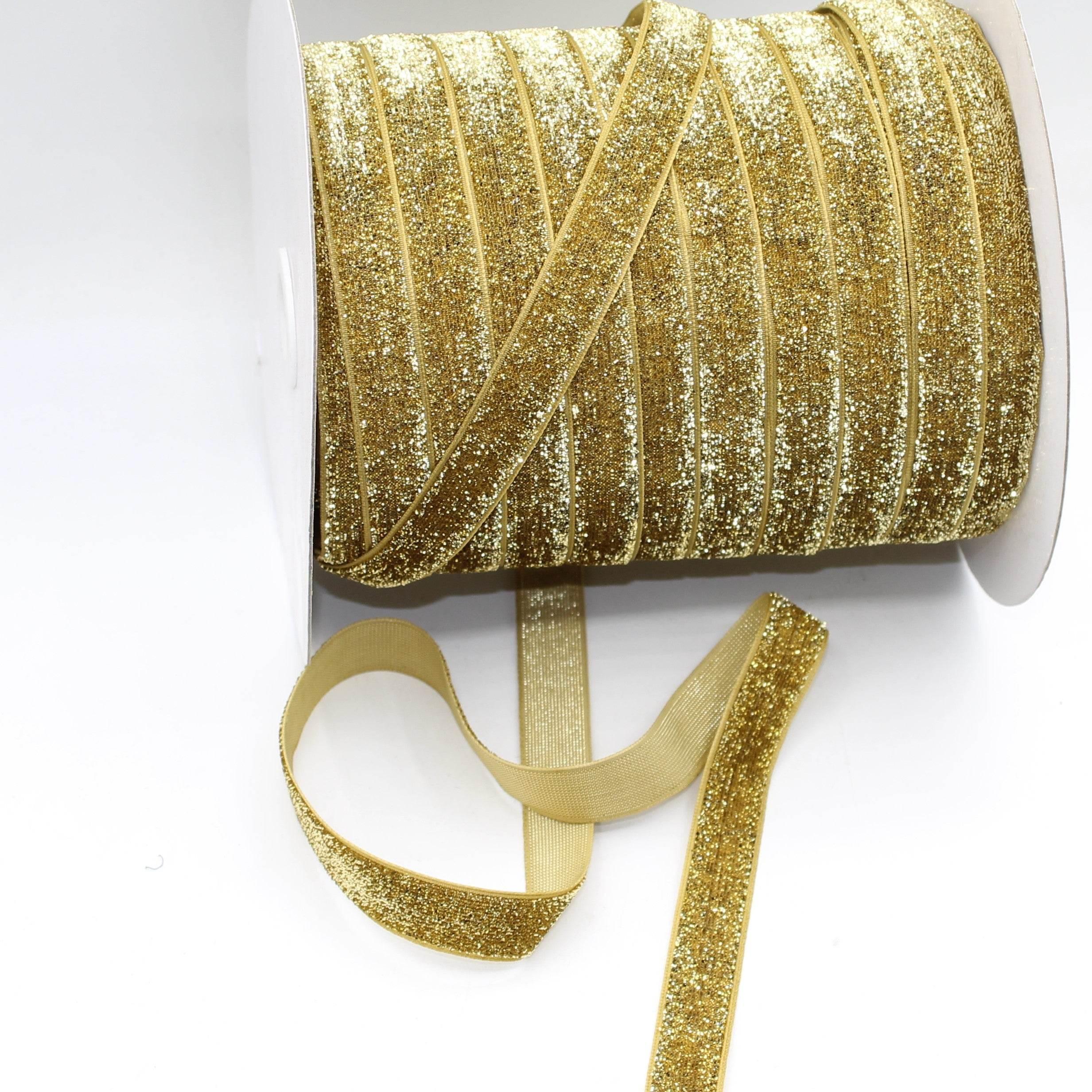 5 Meters 10 / 15 / 25mm Glitter Lurex Velvet Ribbons #VEL1502 - ACCESSOIRES LEDUC BV