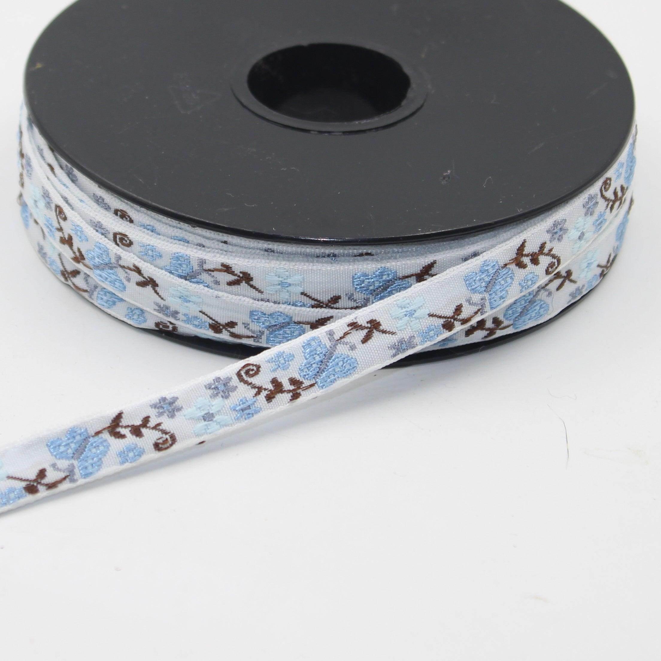 10 meters 10mm Floral Jacquard Braid with Butterflies #JAC4694 - ACCESSOIRES LEDUC BV