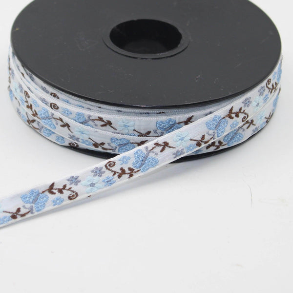 10 meters 10mm Floral Jacquard Braid with Butterflies #JAC4694 - ACCESSOIRES LEDUC BV