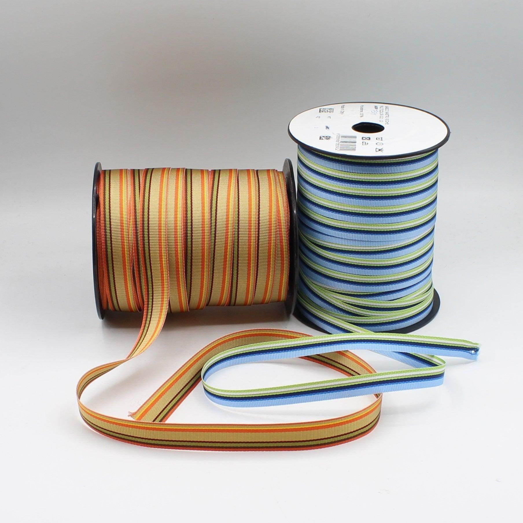 Multicolored Striped Gros Grain tape 16mm or 10mm **50 Meters and 75 Meters ** - ACCESSOIRES LEDUC BV