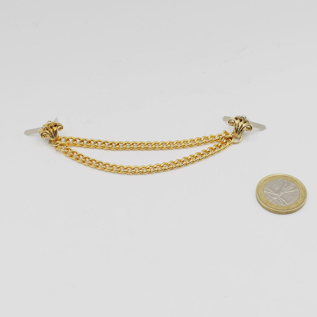Set van 5 gouden kettingspelden met omgevouwen uiteinden om door stof te steken voor jas, vest, tas, lederwaren-10CM/Accessoires Leduc