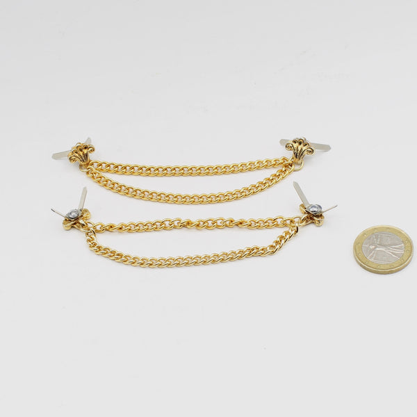 Set van 5 gouden kettingspelden met omgevouwen uiteinden om door stof te steken voor jas, vest, tas, lederwaren-10CM/Accessoires Leduc
