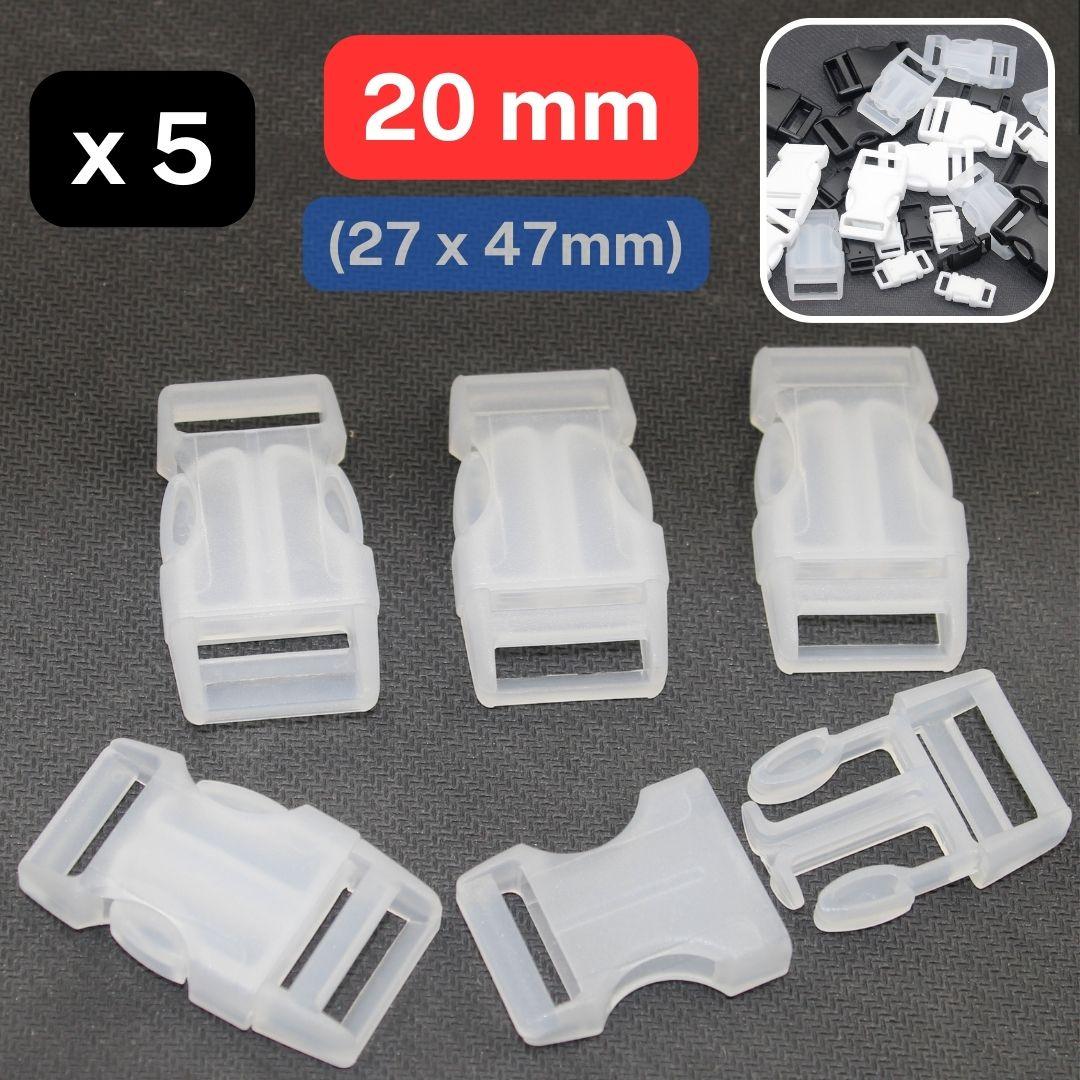 5 Plastic Buckles for size 10mm or 20mm - Black White or Transparent #BNY4100 - ACCESSOIRES LEDUC BV