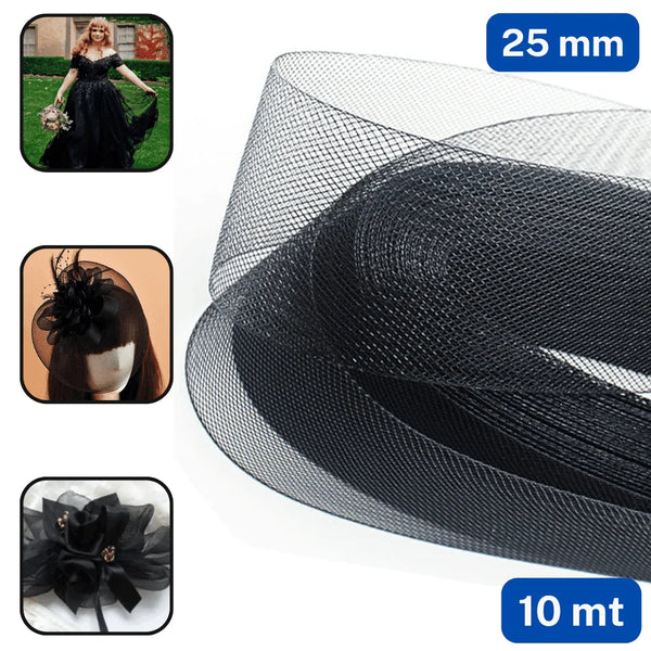 10 meters Horsehair Tape Black or White 25mm 38mm or 80mm - ACCESSOIRES LEDUC BV