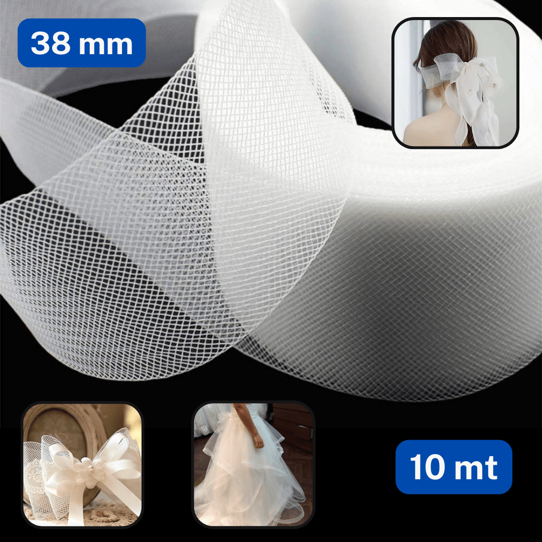 10 meters Horsehair Tape Black or White 25mm 38mm or 80mm - ACCESSOIRES LEDUC BV