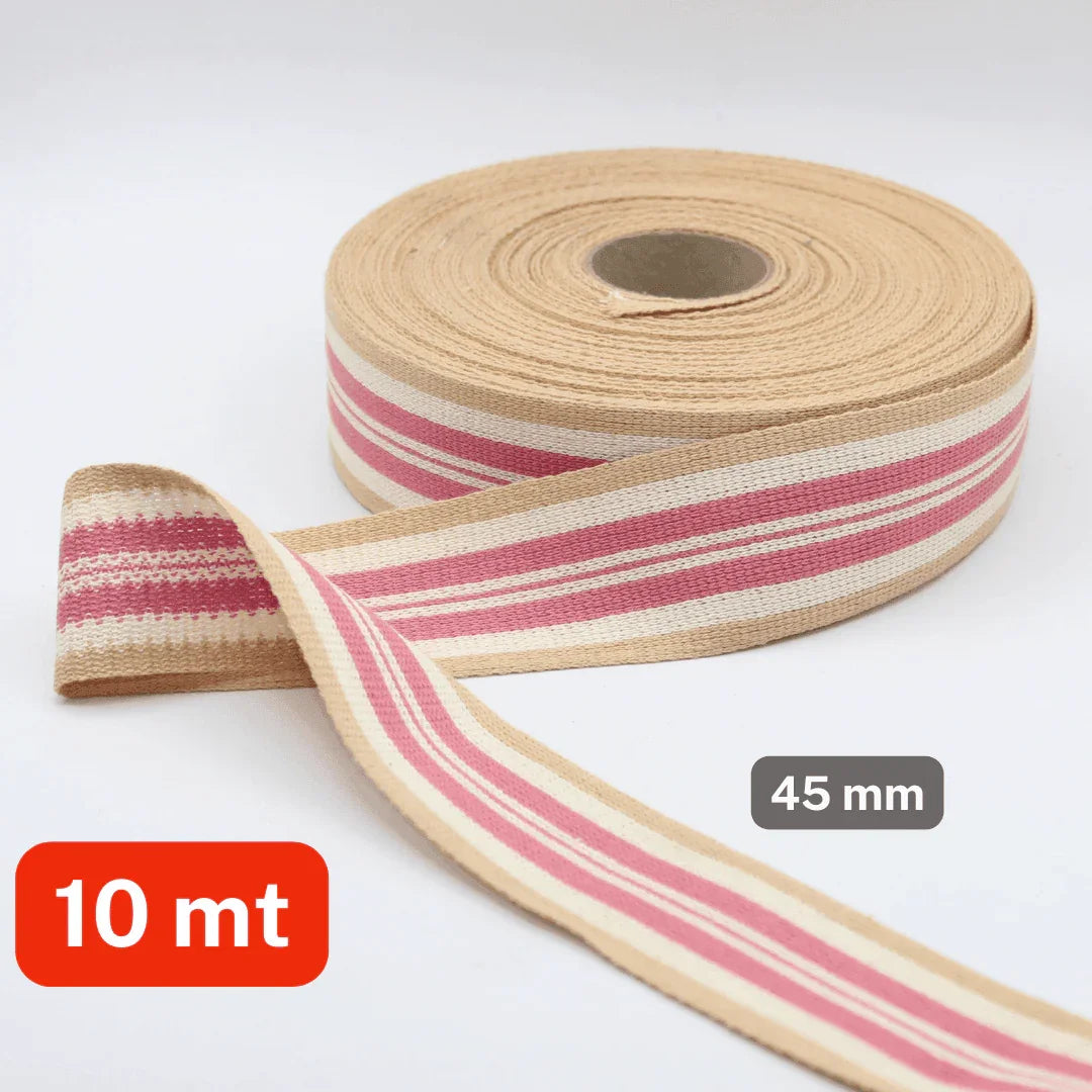 10 meters Pastel Soft Knitted Ribbon 45mm Beige Ecru Pink - ACCESSOIRES LEDUC BV