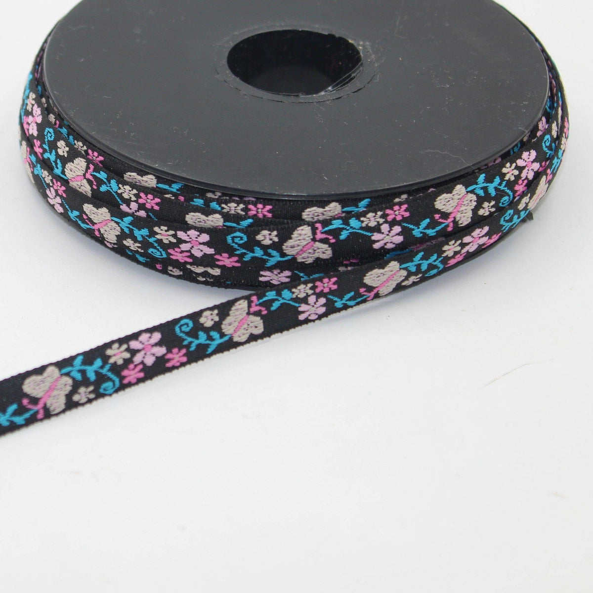 10 meters 10mm Floral Jacquard Braid with Butterflies #JAC4694 - ACCESSOIRES LEDUC BV