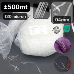 Bag of 500 meters PU elastic transparent tape - Available in 4mm or 10mm - 120 micron