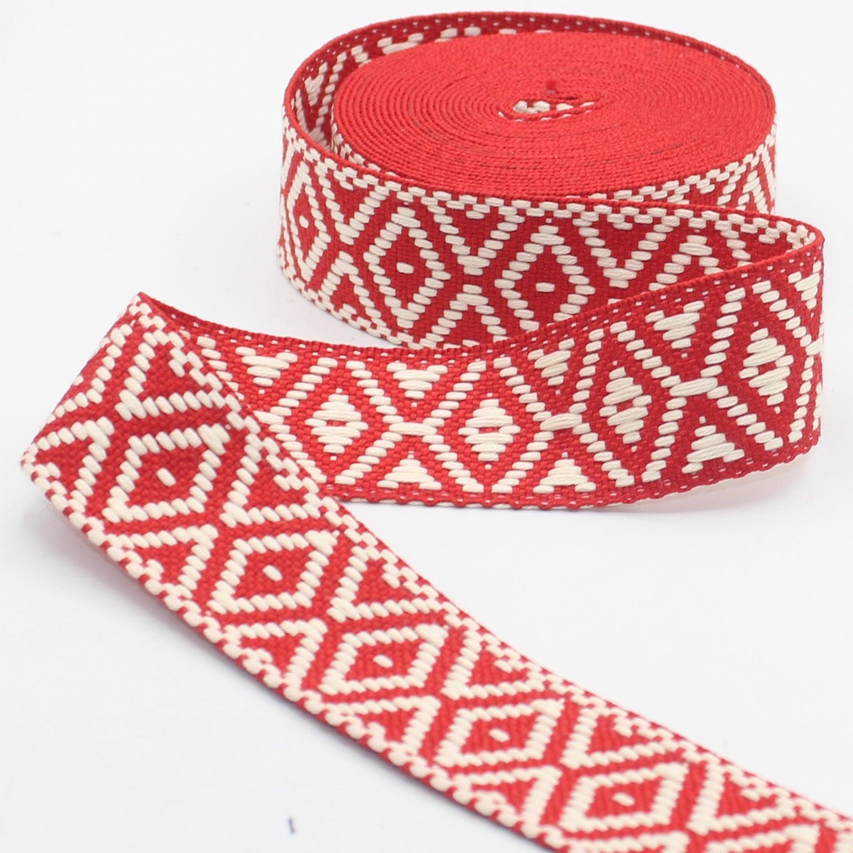 5 meters of Ethnic Strap with diamond-shaped patterns, 40mm #RUB3562 - ACCESSOIRES LEDUC BV