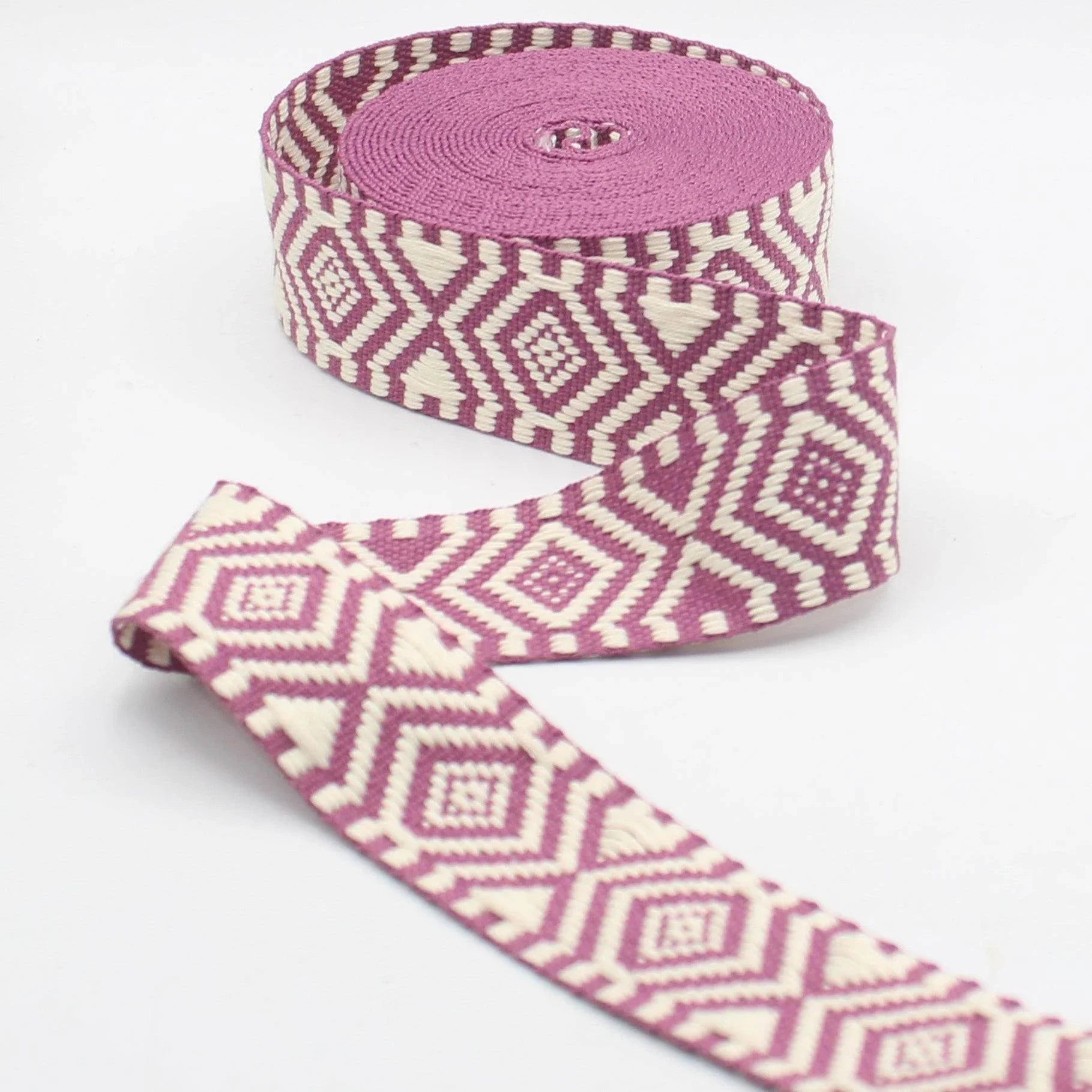 5 meters of Ethnic Strap with geometric patterns, 40mm #RUB3561 - ACCESSOIRES LEDUC BV