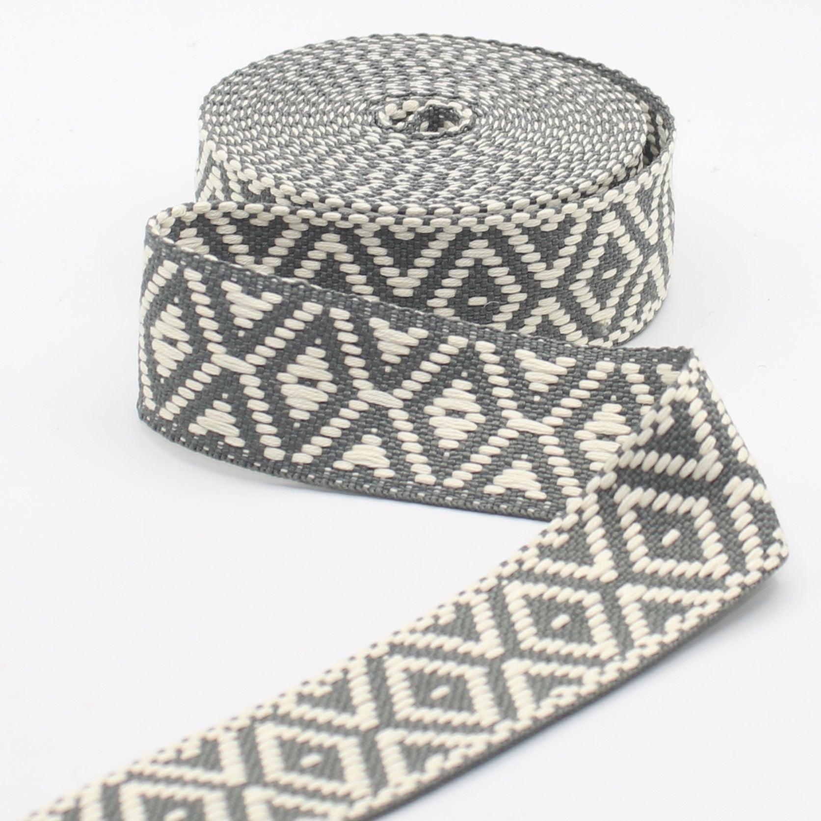 5 meters of Ethnic Strap with diamond-shaped patterns, 40mm #RUB3562 - ACCESSOIRES LEDUC BV