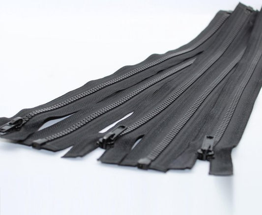 Set of 5 Black Open End Zippers for Jackets available in 50, 60, 90, 95 or 100cm - ACCESSOIRES LEDUC BV