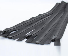 Set of 5 Black Open End Zippers for Jackets available in 50, 60, 90, 95 or 100cm