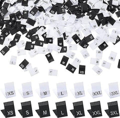 Set of 70 size Labels Folded 12*16mm , size XS S M L XL XXL 3XL , available in Black or in White - ACCESSOIRES LEDUC BV