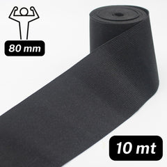 10 meters 8cm wide Strong Knitted Elastic, Black or White - ACCESSOIRES LEDUC BV