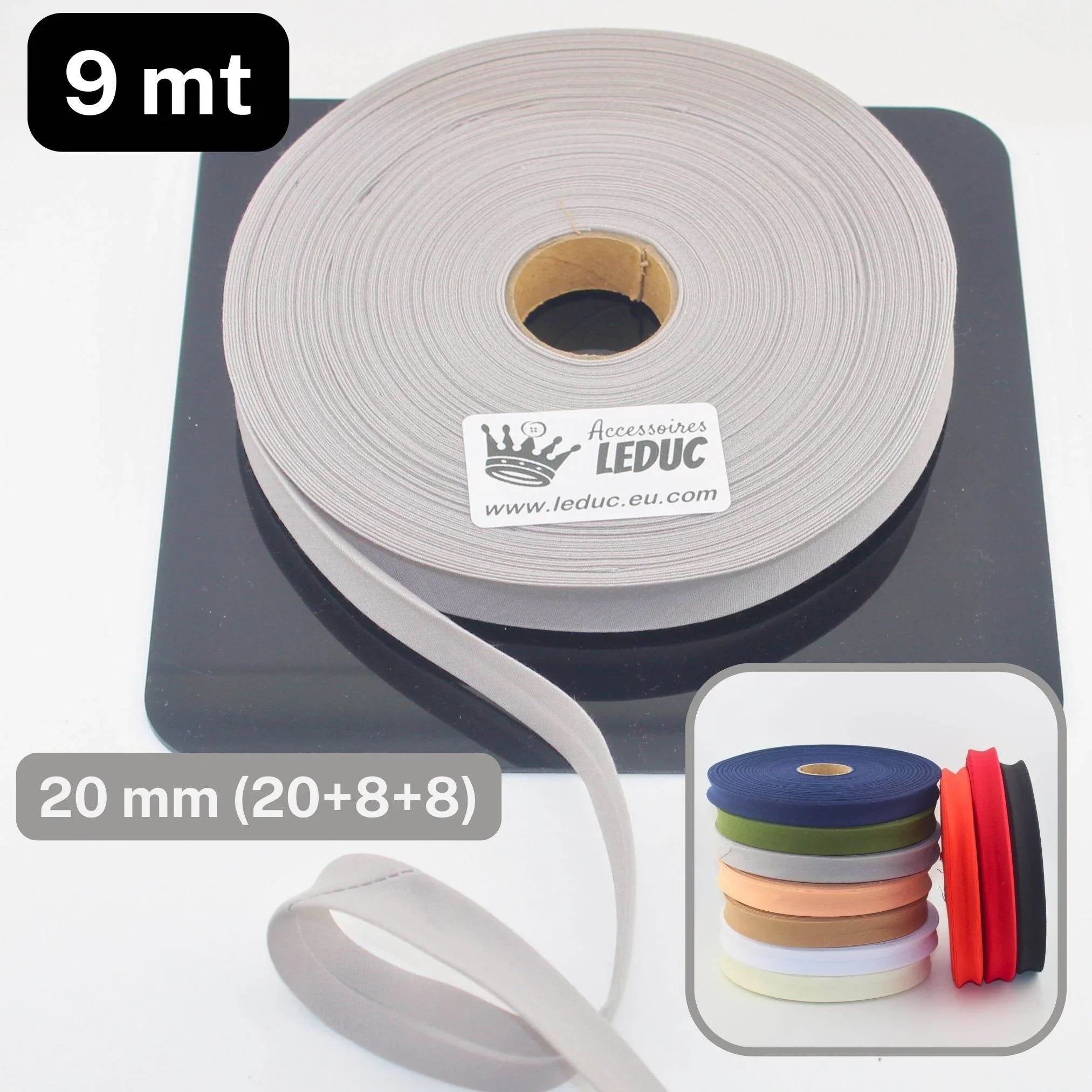 Polycotton Folded Bias Biding 20mm (20+8+8mm) - Rolls of 9 or 45 meters - ACCESSOIRES LEDUC BV