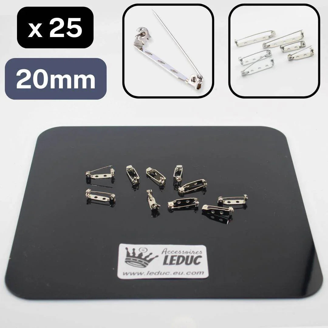 25 Brooch Pins, Brooch Backs, Silver Tone Two or Three Hole - ACCESSOIRES LEDUC BV