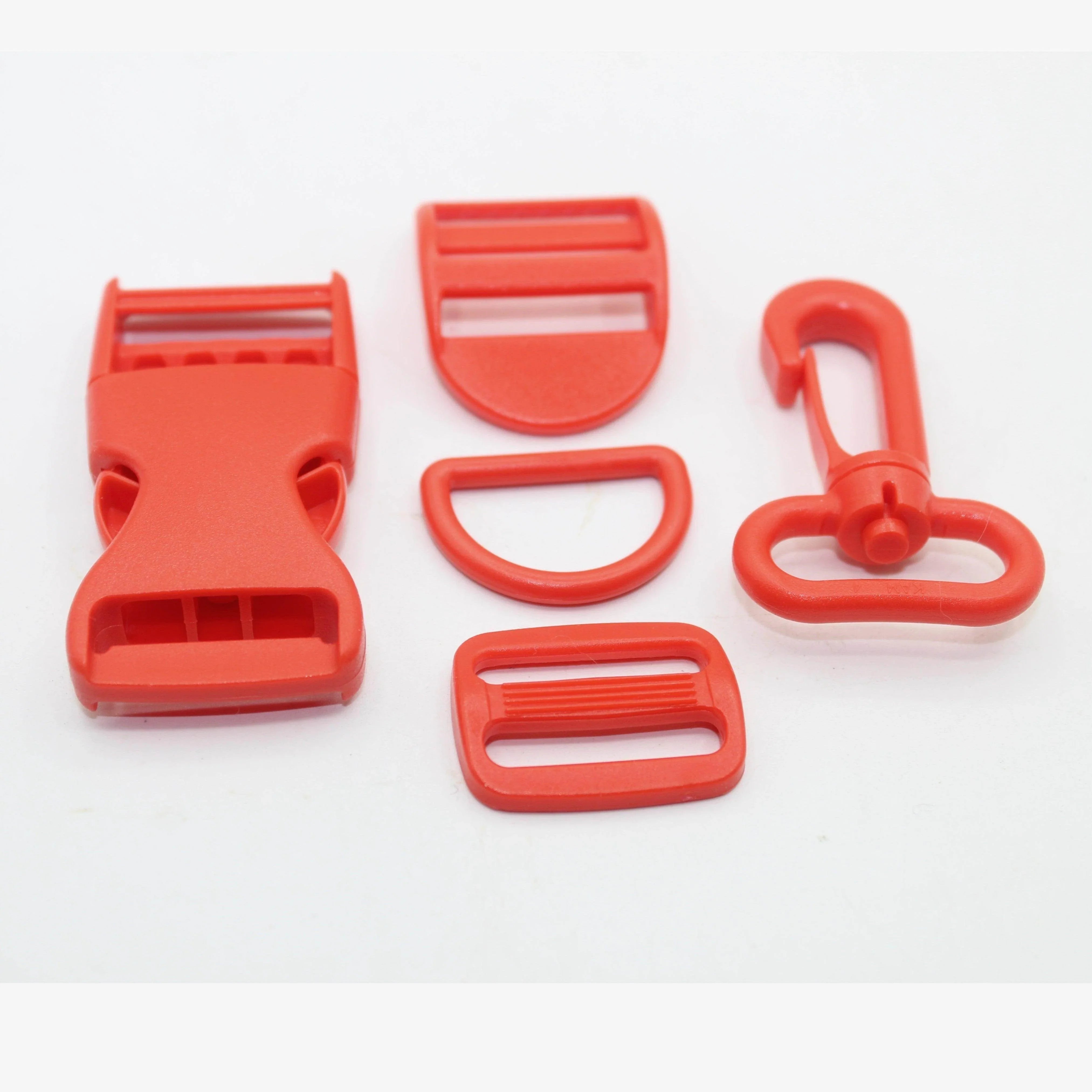 Set of 5 Coloured Nylon Buckles (1 Lobster + 2 sliding buckles + 1 D ring + 1 Clipsable buckle) - 20mm/25mm - ACCESSOIRES LEDUC BV
