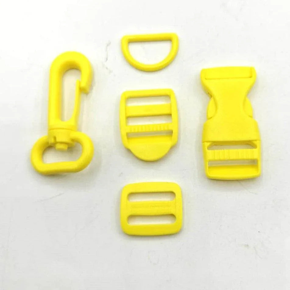 Set of 5 Coloured Nylon Buckles (1 Lobster + 2 sliding buckles + 1 D ring + 1 Clipsable buckle) - 20mm/25mm - ACCESSOIRES LEDUC BV