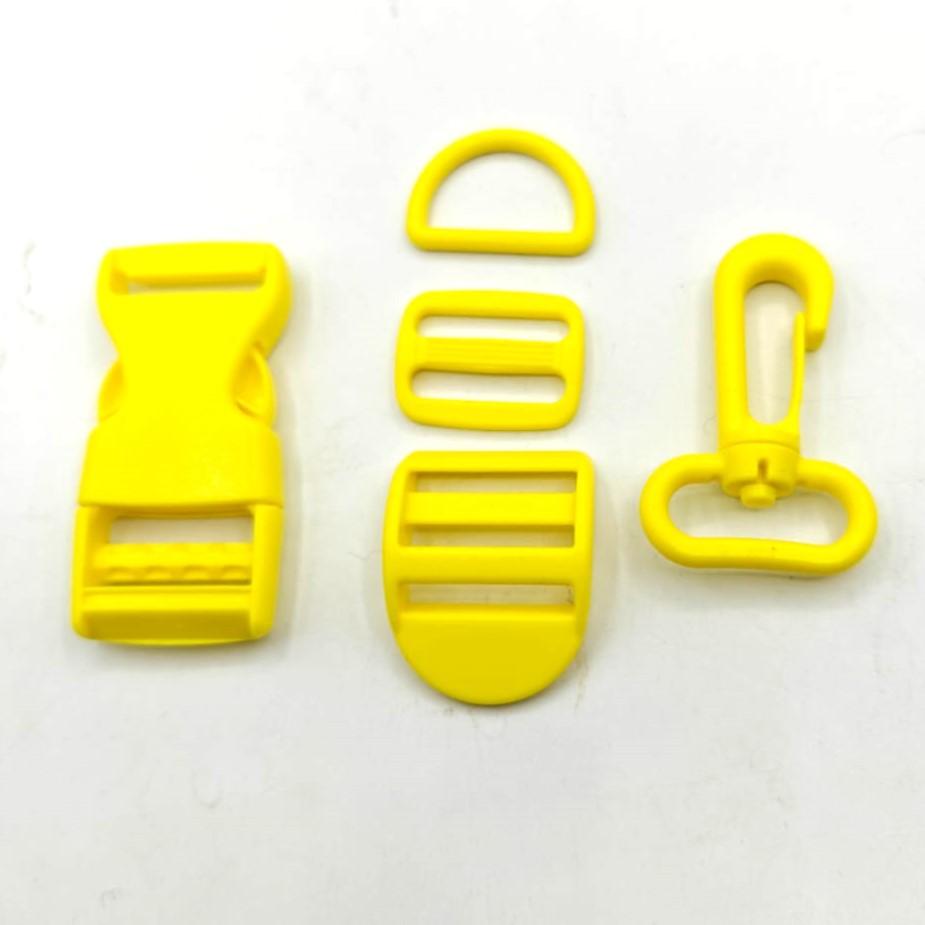 Set of 5 Coloured Nylon Nuckles (1 Lobster + 2 sliding buckles + 1 D ring + 1 Clipsable buckle) - 20mm/25mm - ACCESSOIRES LEDUC BV