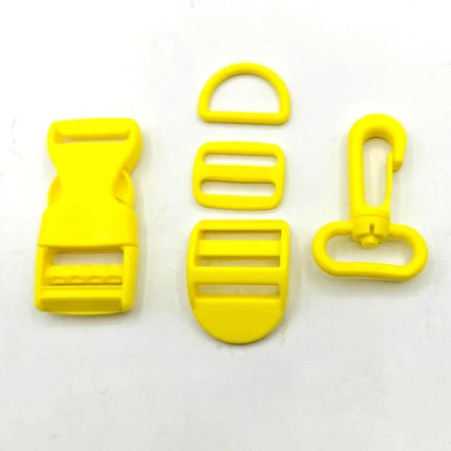 Set of 5 Coloured Nylon Buckles (1 Lobster + 2 sliding buckles + 1 D ring + 1 Clipsable buckle) - 20mm/25mm - ACCESSOIRES LEDUC BV