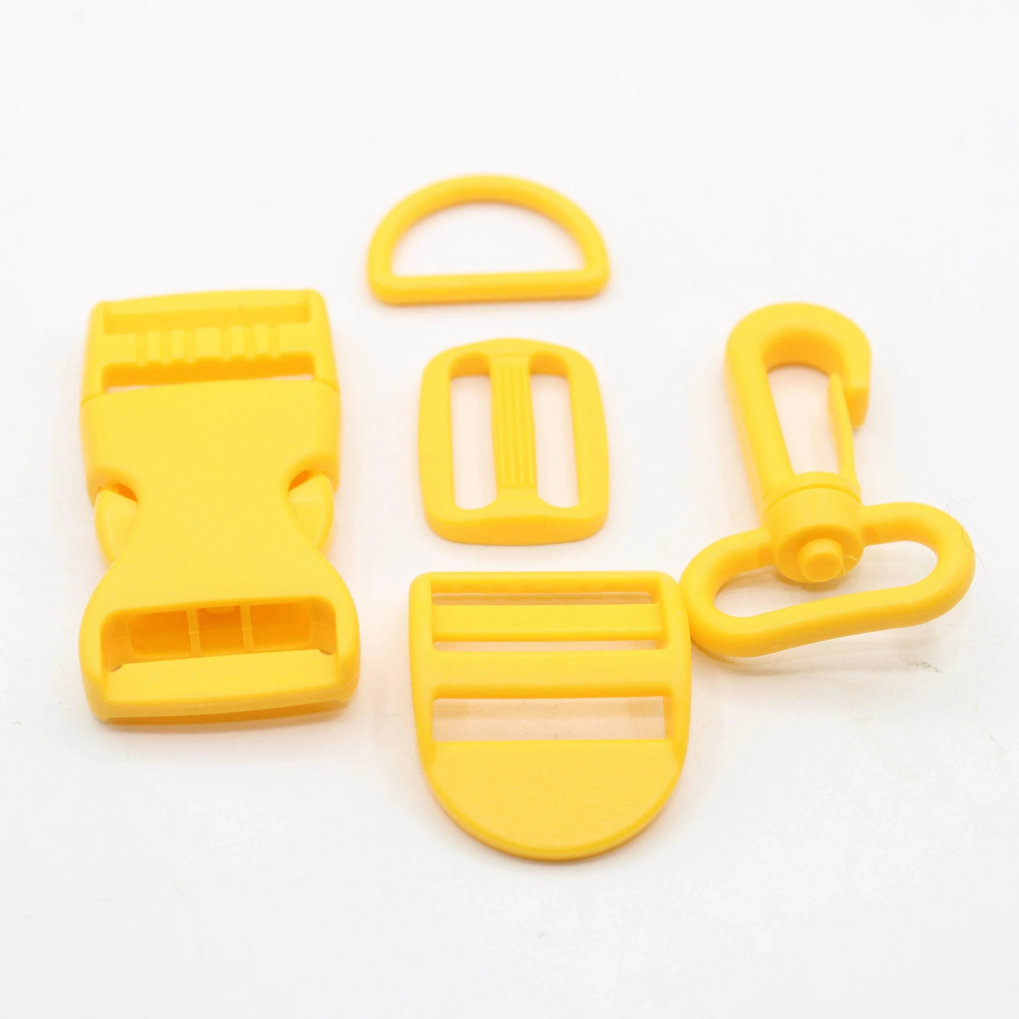Set of 5 Coloured Nylon Buckles (1 Lobster + 2 sliding buckles + 1 D ring + 1 Clipsable buckle) - 20mm/25mm - ACCESSOIRES LEDUC BV