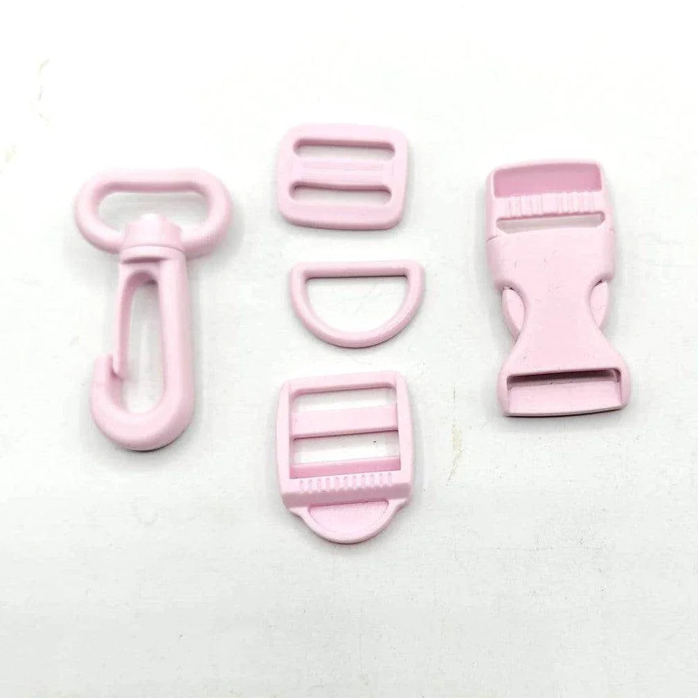 Set of 5 Coloured Nylon Buckles (1 Lobster + 2 sliding buckles + 1 D ring + 1 Clipsable buckle) - 20mm/25mm - ACCESSOIRES LEDUC BV