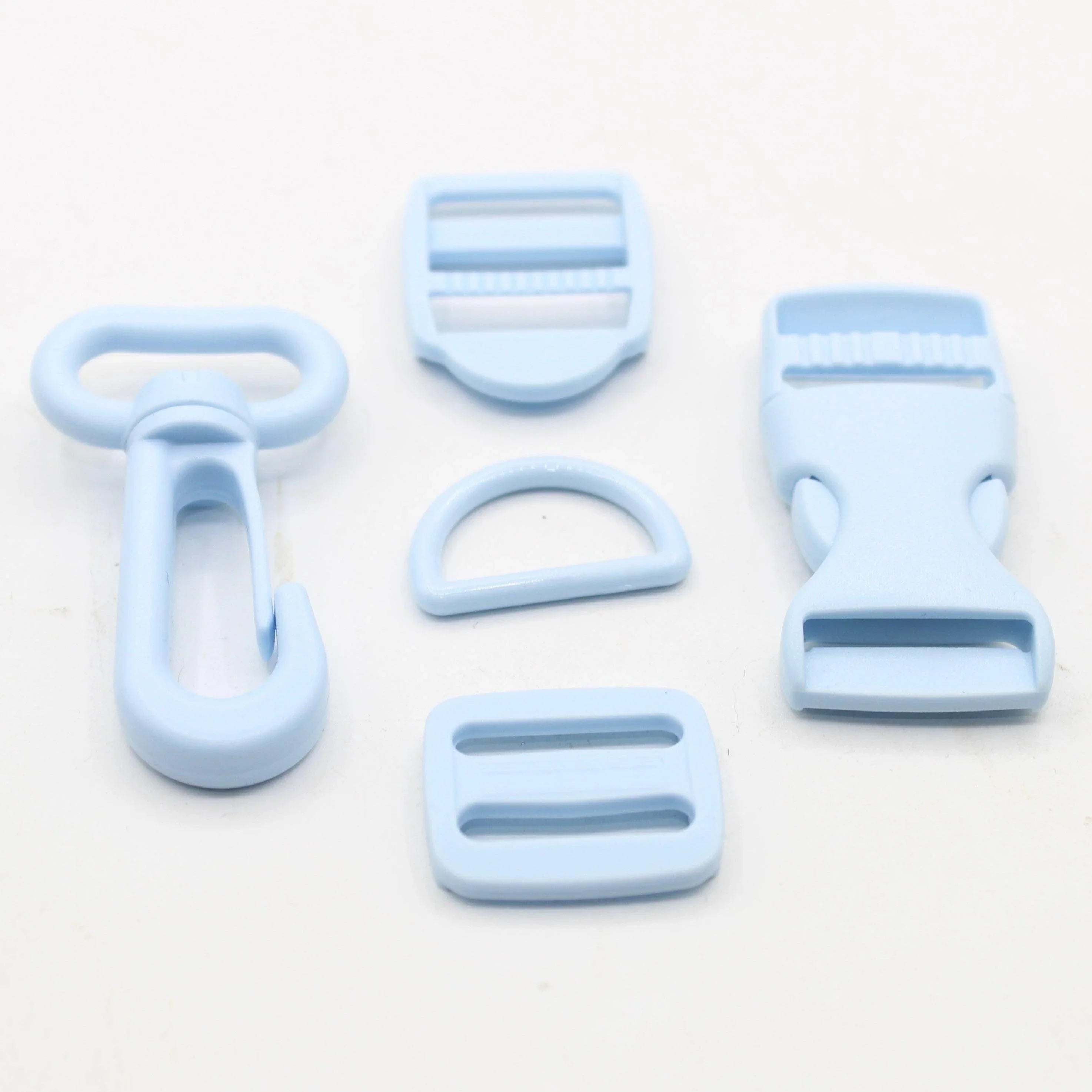 Set of 5 Coloured Nylon Buckles (1 Lobster + 2 sliding buckles + 1 D ring + 1 Clipsable buckle) - 20mm/25mm - ACCESSOIRES LEDUC BV