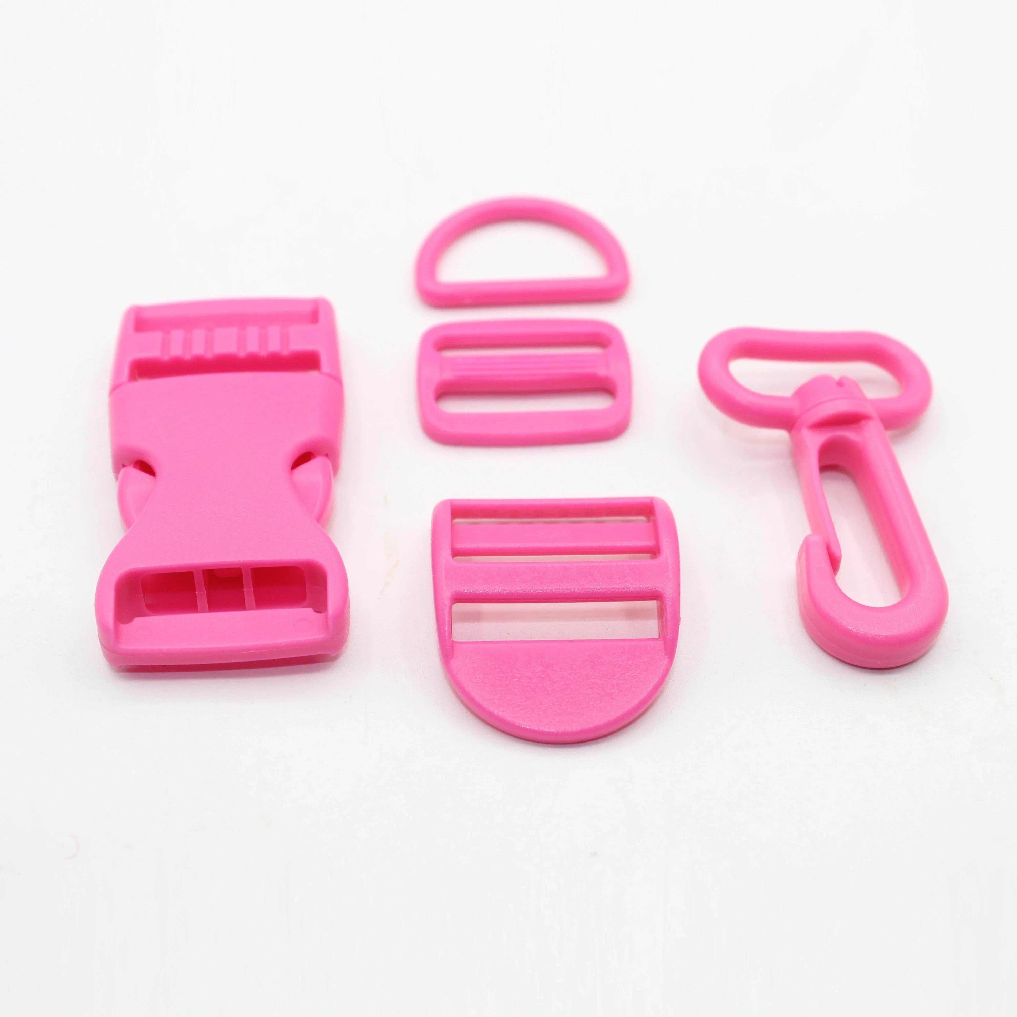 Set of 5 Coloured Nylon Buckles (1 Lobster + 2 sliding buckles + 1 D ring + 1 Clipsable buckle) - 20mm/25mm - ACCESSOIRES LEDUC BV