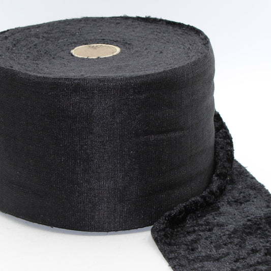 5 meters Black Soft Fake Lamb Fur Trimming Tape - Made in Italy