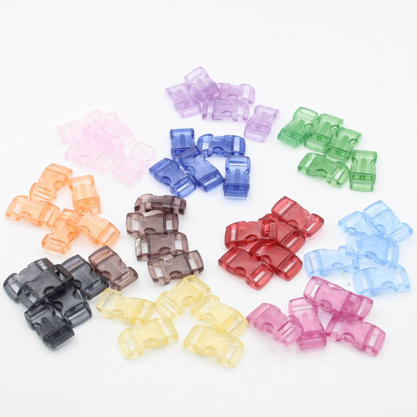 Set of 5 Transparent Coloured Clipsable Buckles 10mm #BNY3515 - ACCESSOIRES LEDUC BV