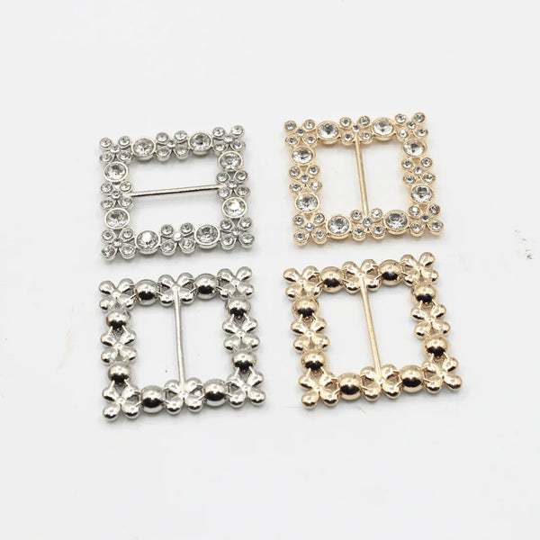 24MM Square Buckles with Strass (outside dimensions 38X38MM) #BST2624 - ACCESSOIRES LEDUC BV