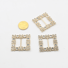 24MM Square Buckles with Strass (outside dimensions 38X38MM) #BST2624 - ACCESSOIRES LEDUC BV