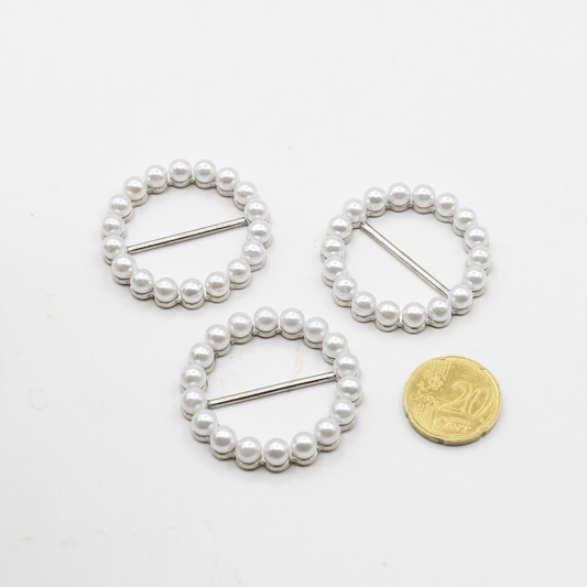 30mm Buckle with Pearls (outside diameter 40mm) #BST2628 - ACCESSOIRES LEDUC BV