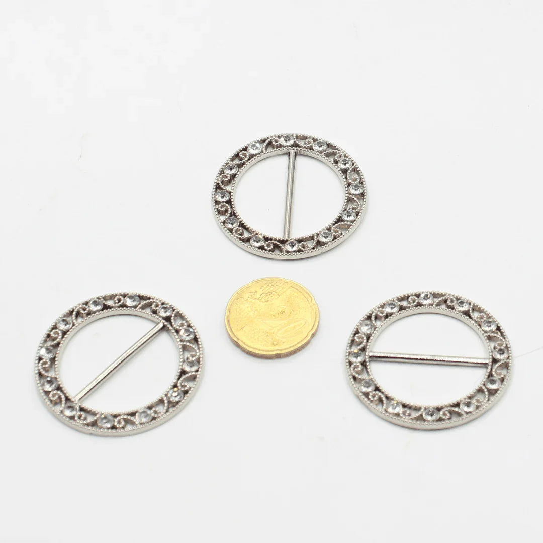 27mm Buckle with Strass (outside diameter 38MM) #BST2630 - ACCESSOIRES LEDUC BV