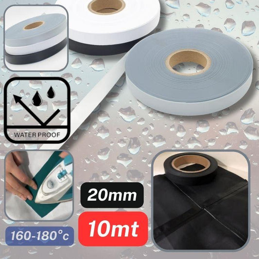 10 meters Iron On Waterproof Seam Tape 20mm, available in White, Grey or Black - ACCESSOIRES LEDUC BV