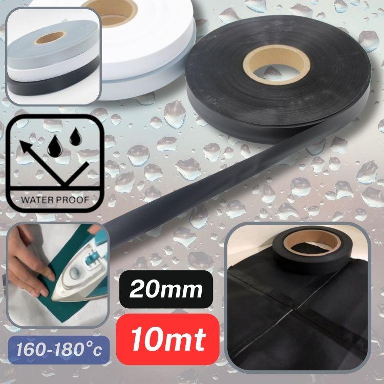 10 meters Iron On Waterproof Seam Tape 20mm, available in White, Grey or Black - ACCESSOIRES LEDUC BV