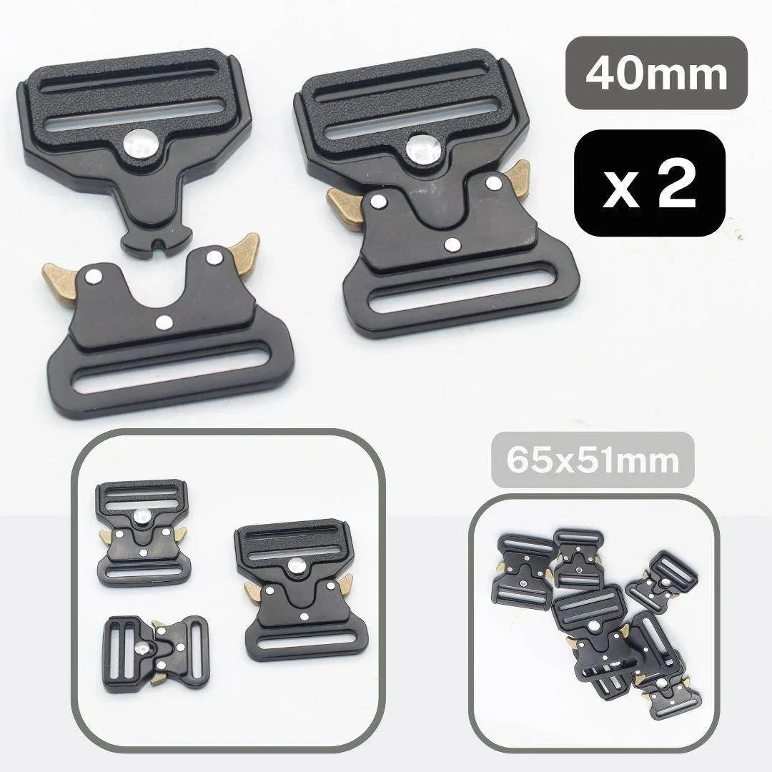 Set of 2 deluxe Quick Release Buckles (Military Style), Black Metal available in 25 32 or 40mm#BMEX066 - ACCESSOIRES LEDUC BV