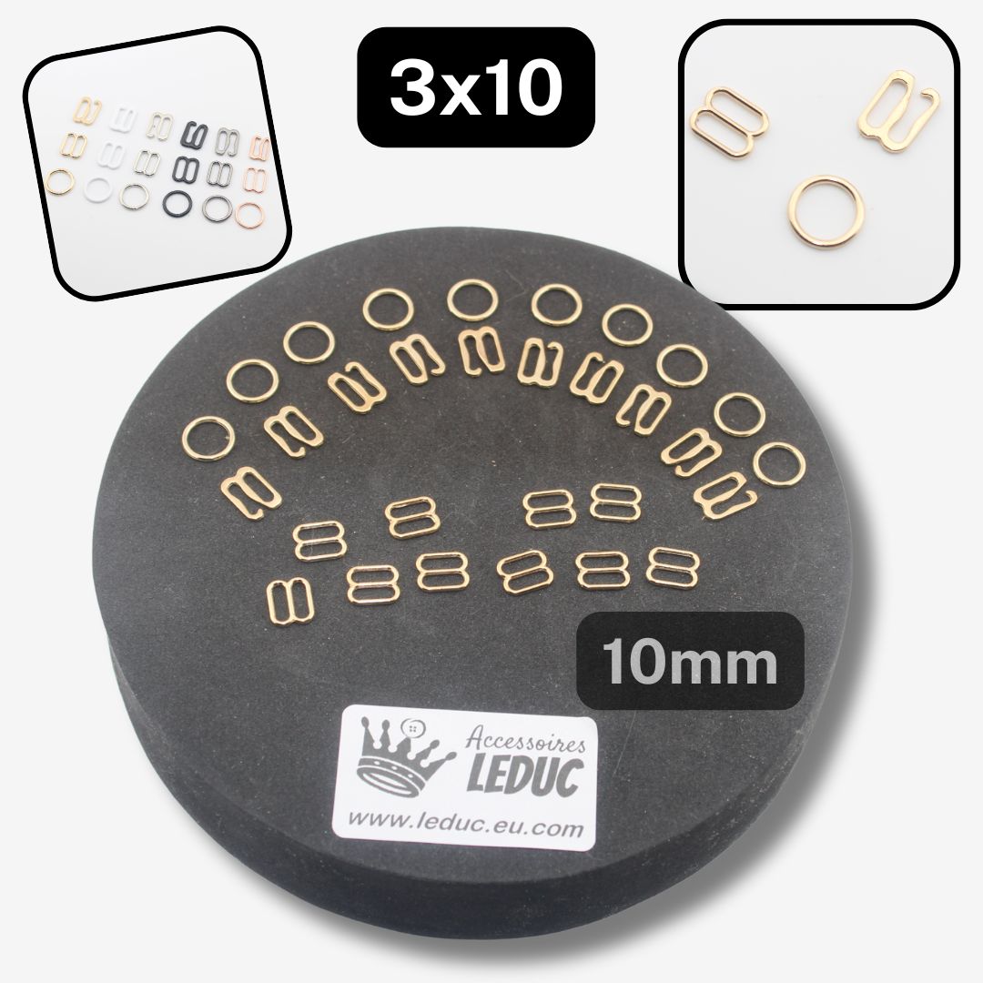 Lingerie Buckles 10mm available in Black, Gunmetal, Silver or White, in Shapes Round, Slider or Slider Hook