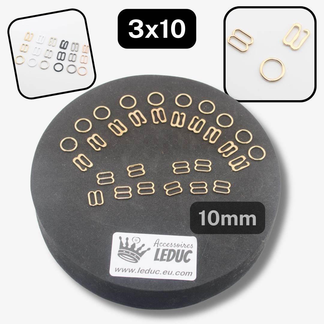 Lingerie Buckles 10mm available in Black, Gunmetal, Silver or White, in Shapes Round, Slider or Slider Hook - ACCESSOIRES LEDUC BV