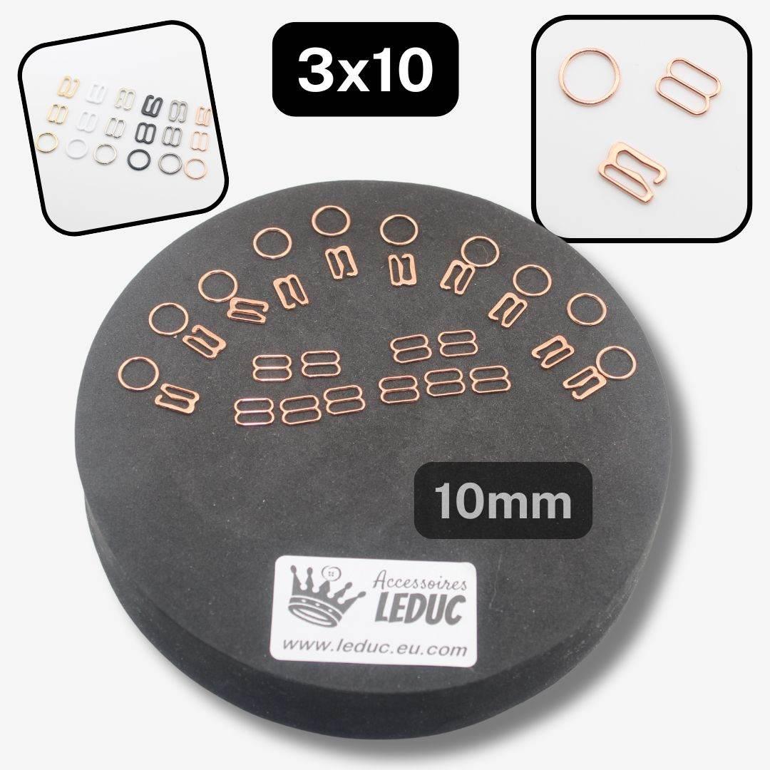 Lingerie Buckles 10mm available in Black, Gunmetal, Silver or White, in Shapes Round, Slider or Slider Hook - ACCESSOIRES LEDUC BV